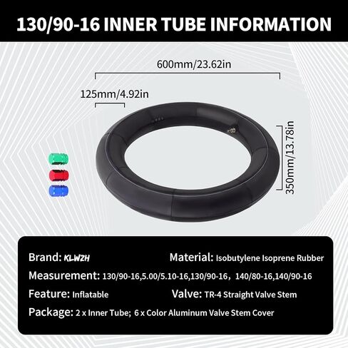 130/90-16 Motorcycle Inner Tube 5.00/5.10-16 Compatible with 150/80-16, 140/80-16, 140/90-16 Heavy Duty Balance Inner Tube TR4 Straight Valve Stem, for Street and Off-Road Applications, 2PCS in Kuwait
