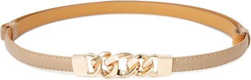 Glamorstar Women Skinny Belts for Dresses Thin PU Leather Waist Belt with Gold Buckle in Saudi Arabia