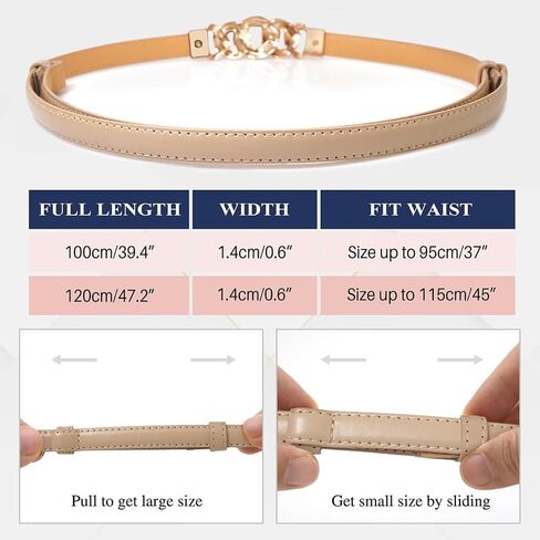 Glamorstar Women Skinny Belts for Dresses Thin PU Leather Waist Belt with Gold Buckle in Saudi Arabia
