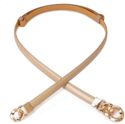 Glamorstar Women Skinny Belts for Dresses Thin PU Leather Waist Belt with Gold Buckle in Saudi Arabia