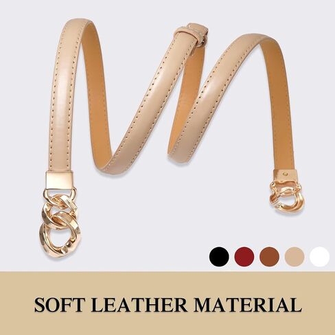 Glamorstar Women Skinny Belts for Dresses Thin PU Leather Waist Belt with Gold Buckle in Saudi Arabia