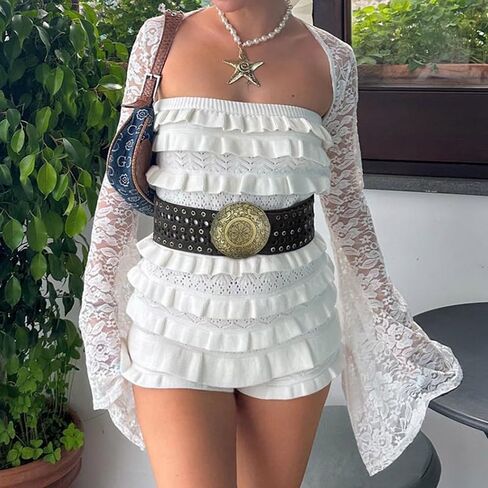 نساء حزام قرص أجوف واسعة بوهو كونشو حزام غرب رعاة البقر حزام المعادن حزام y2k الأحزمة الجمالية in Kuwait