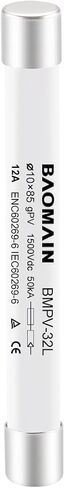 Baomain 1500VDC Solar PV Fuse, gPV-Type Fuse Link, Wire Fusible 10 x 85 mm 50kA Photovoltaic Fuses, BMPV-32L CE Pack of 5 (20Amp) in Saudi Arabia