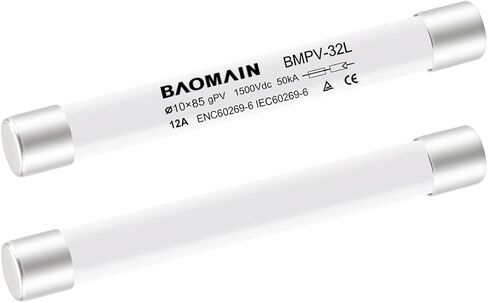 Baomain 1500VDC Solar PV Fuse, gPV-Type Fuse Link, Wire Fusible 10 x 85 mm 50kA Photovoltaic Fuses, BMPV-32L CE Pack of 5 (20Amp) in Saudi Arabia
