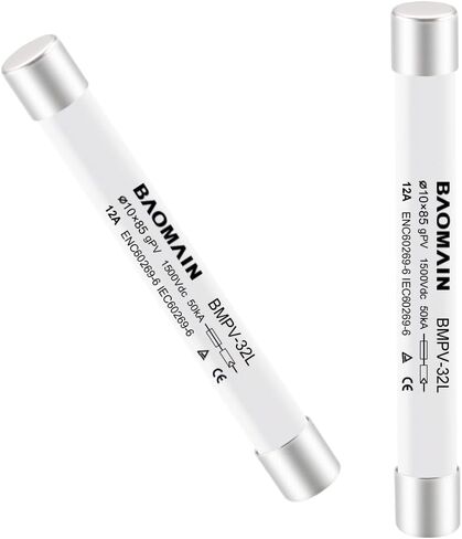 Baomain 1500VDC Solar PV Fuse, gPV-Type Fuse Link, Wire Fusible 10 x 85 mm 50kA Photovoltaic Fuses, BMPV-32L CE Pack of 5 (20Amp) in Saudi Arabia