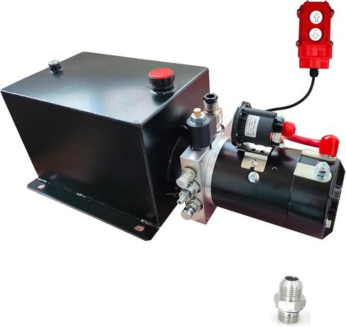 Hydraulic Power Unit 1.2kW 2200PSI 12V DC Hydraulic Station Pump Single Acting, Power Unit for Dump Trailer Car Lifting Platforms, 8 Quart (Single Acting+Handle Control) in Saudi Arabia