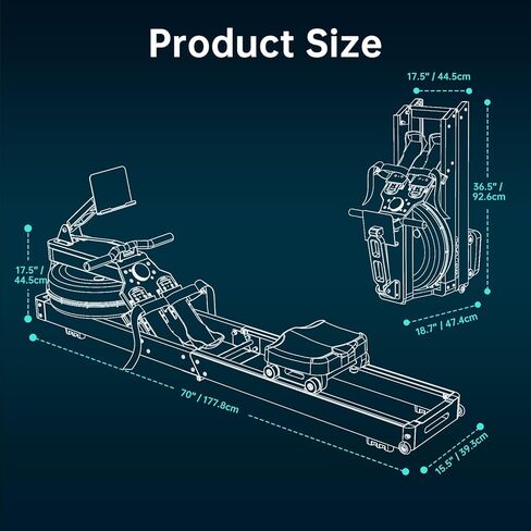 PASYOU Water Rowing Machines for Home Oak Wood Foldable Rower Machine 330LB Weight Capacity, 6 Levels Adjustable Row Machines with Monitor & Device Holder & 14L Tank, Bluetooth with Kinomap APP in Saudi Arabia