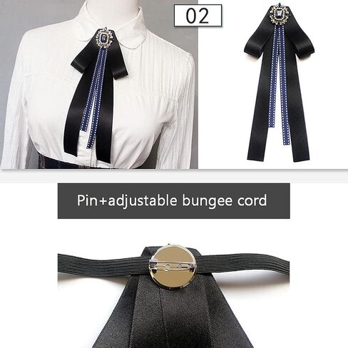 Bowknot Rhinestone Ribbon Bow Brooch Pre-Tied Bow tie for Women Neck Tie Wedding Party Christmas Gifts Ceremony in Saudi Arabia