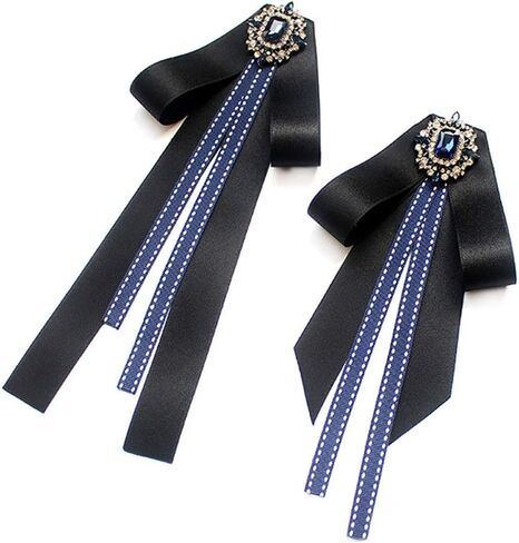 Bowknot Rhinestone Ribbon Bow Brooch Pre-Tied Bow tie for Women Neck Tie Wedding Party Christmas Gifts Ceremony in Saudi Arabia