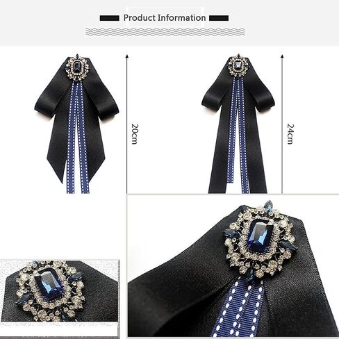 Bowknot Rhinestone Ribbon Bow Brooch Pre-Tied Bow tie for Women Neck Tie Wedding Party Christmas Gifts Ceremony in Saudi Arabia