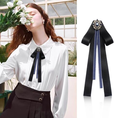 Bowknot Rhinestone Ribbon Bow Brooch Pre-Tied Bow tie for Women Neck Tie Wedding Party Christmas Gifts Ceremony in Saudi Arabia