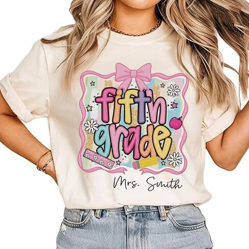 Personalized Teacher Shirt,Custom Last Name Teacher Gift, Back to School Gifts, for School Professionals in Kuwait