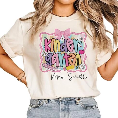 Personalized Teacher Shirt,Custom Last Name Teacher Gift, Back to School Gifts, for School Professionals in Kuwait