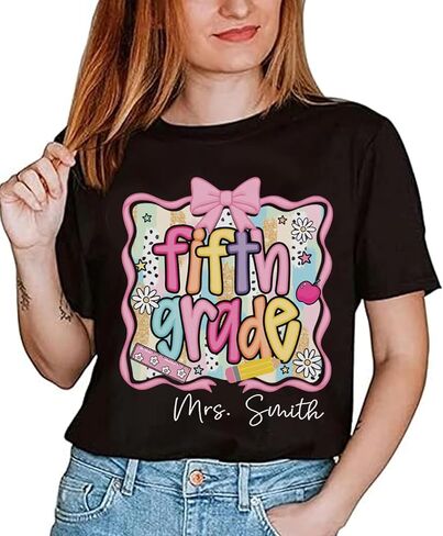 Personalized Teacher Shirt,Custom Last Name Teacher Gift, Back to School Gifts, for School Professionals in Kuwait