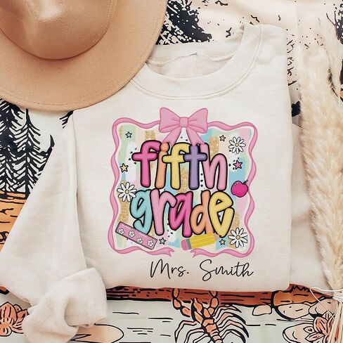 Personalized Teacher Shirt,Custom Last Name Teacher Gift, Back to School Gifts, for School Professionals in Kuwait