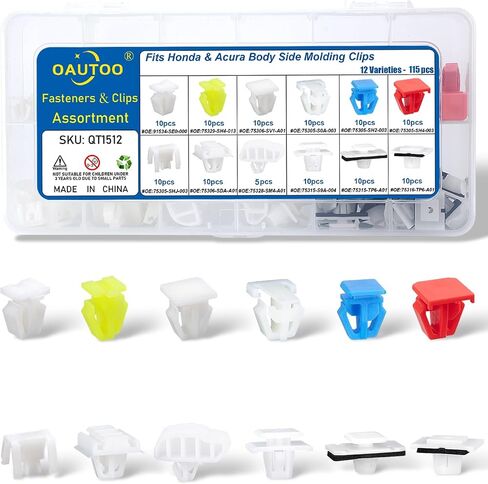 OAUTOO 115pcs fits Honda Acura Body Side Molding Clips Assortment Front and Side Door Exterior Trim Moulding Clip Kit in Saudi Arabia