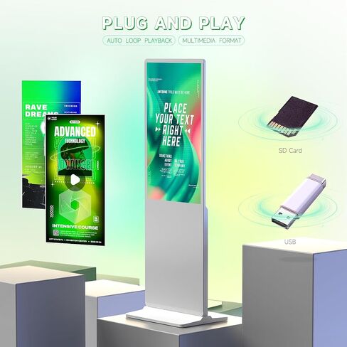 Non-Touch Digital Signage Display, 43 Inch Digital Display Board with HDMI Input, USB Plug-and-Play, Split Screen, Scheduled Power On/Off for Retail, Mall, Front Desk, Advertising in Saudi Arabia
