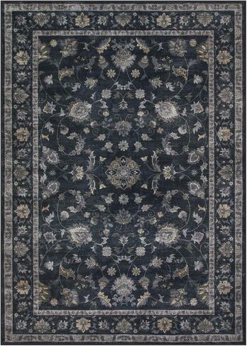 Vintage Floral Dark Green Area Rug 6x9, Ultra Thin Washable Rugs for Living Room Bedroom, Boho Stain Resistant Dining Room Rug, Soft Large Green Carpet for Farmhouse Foyer in Kuwait