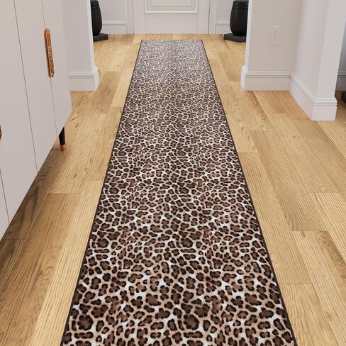Ottomanson 1'11" x 2' Non-Slip Accent Rug – Stain Resistant, Cut-to-Fit, Low Profile Mat – for Kitchen, Entryway, Bathroom, Doorway – Leopard Print Brown in Saudi Arabia
