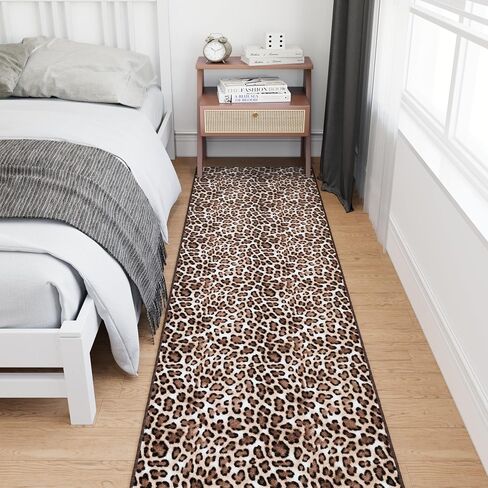 Ottomanson 1'11" x 2' Non-Slip Accent Rug – Stain Resistant, Cut-to-Fit, Low Profile Mat – for Kitchen, Entryway, Bathroom, Doorway – Leopard Print Brown in Saudi Arabia
