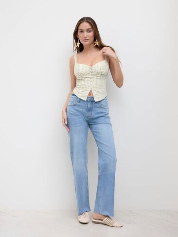 CIDER Tank Top Striped Shirred Cami Top Sweetheart Neck Sleeveless Button Down Blouse Shirts for Women in Saudi Arabia