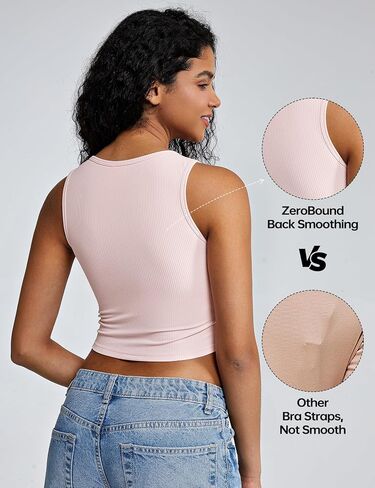 ZeroBound Built in Shelf Bra Tank Crop Top - Square Neck Tank Tops for Women, Basics Going Out Top Sleeveless Garment in Saudi Arabia