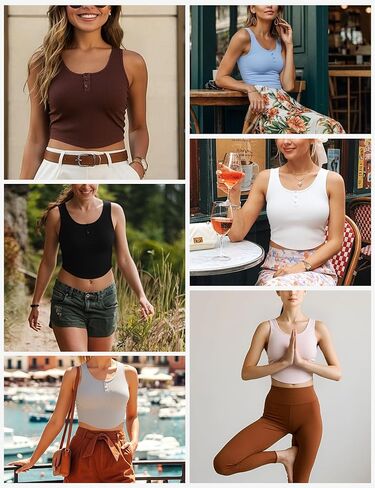 ZeroBound Built in Shelf Bra Tank Crop Top - Square Neck Tank Tops for Women, Basics Going Out Top Sleeveless Garment in Saudi Arabia
