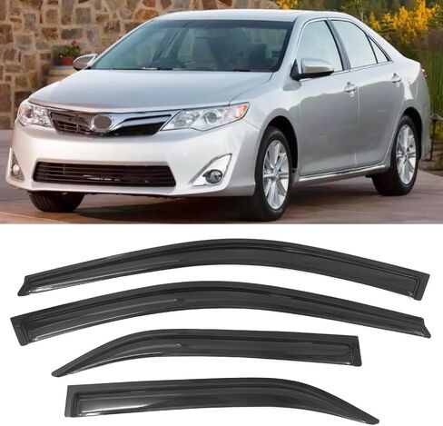 Window Visor Compatible with 2012-2014 Toyota Camry, Acrylic Unpainted Black Sun Rain Shade Guard Wind Vent Air Deflector by IKON MOTORSPORTS, 2013 in Saudi Arabia