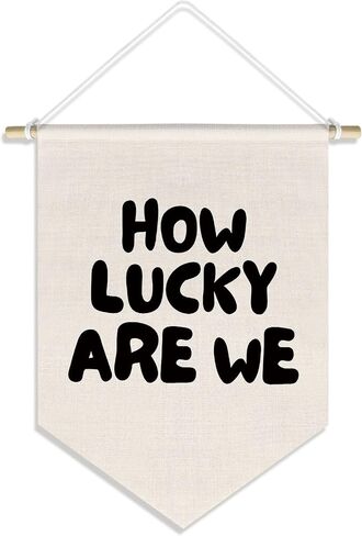 How Lucky Are We Banner Pennant Wall Art Decor Hanging for Kids Boys Room Nursery Playroom Decor, Cute Play Room Decorations, 15x11in in Kuwait