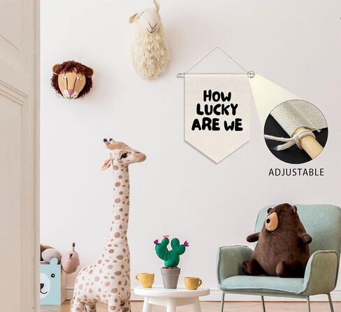 How Lucky Are We Banner Pennant Wall Art Decor Hanging for Kids Boys Room Nursery Playroom Decor, Cute Play Room Decorations, 15x11in in Kuwait