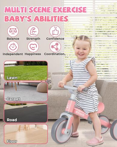 دراجة ثلاثية العجلات aiwo 4in1 للأطفال الصغار 1-3، دراجة توازن للأطفال الصغار من عمر 1 إلى 4 سنوات للأولاد والبنات هدية أولى، ألعاب ركوب للأطفال الصغار دراجة ثلاثية العجلات للأطفال in Kuwait