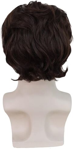 Gray Bald Wig Short Curly Old Man Wig Balding Mad Scientist Wig Synthetic Halloween Cosplay Costume Wig (Gray) in Saudi Arabia