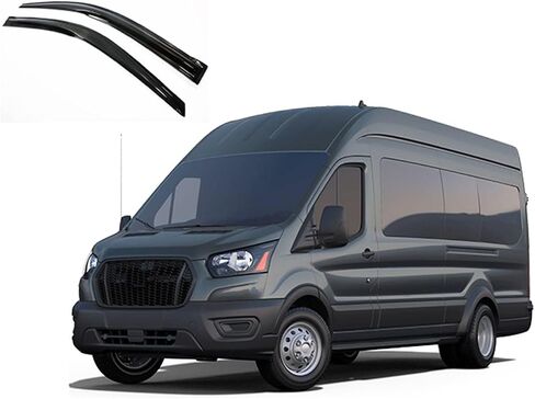 Black Horse Off Road [Bhor Tape on Rain Guards/Wind Deplectors متوافق مع 2015-2025 Ford Transit-150 | 2015-2025 Ford Transit-250 | 2015-2025 Ford Transit-350 HD Smoke 2 PCS-140676 in Saudi Arabia