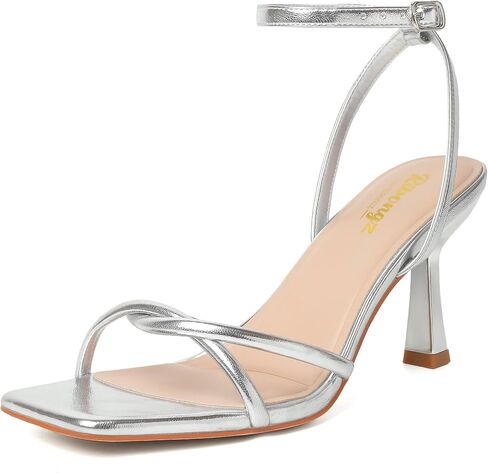 RIBONGZ Women's Heeled Sandals Square Open Toe Kitten Strappy Heels with Ankle Strap Elegant Summer Wedding Party Evening Prom Daily Wear Lace Up Dress Shoes in Kuwait