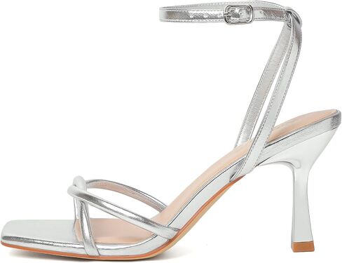 RIBONGZ Women's Heeled Sandals Square Open Toe Kitten Strappy Heels with Ankle Strap Elegant Summer Wedding Party Evening Prom Daily Wear Lace Up Dress Shoes in Kuwait