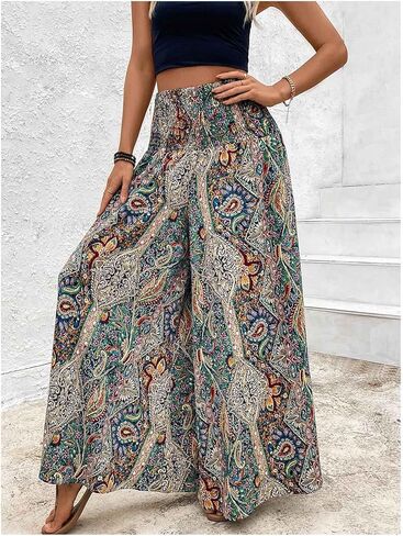 فيردوسا نساء بوهو بيزلي السراويل السراويل الساقية عريضة الساق الطويلة in Kuwait