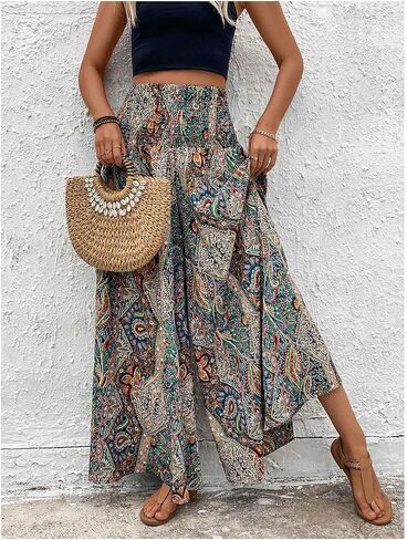 فيردوسا نساء بوهو بيزلي السراويل السراويل الساقية عريضة الساق الطويلة in Kuwait