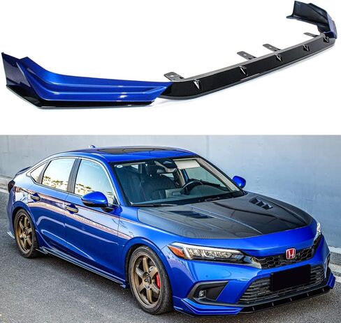 MC Style JDM 5PC Painted Blue Black Front Bumper Lip Splitter Kit Compatible for 2022-2024 Honda Civic Hatchback Sedan All Models in Saudi Arabia