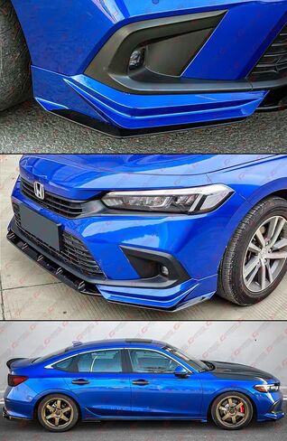 MC Style JDM 5PC Painted Blue Black Front Bumper Lip Splitter Kit Compatible for 2022-2024 Honda Civic Hatchback Sedan All Models in Saudi Arabia
