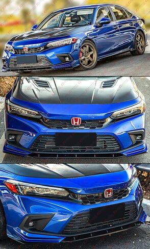 MC Style JDM 5PC Painted Blue Black Front Bumper Lip Splitter Kit Compatible for 2022-2024 Honda Civic Hatchback Sedan All Models in Saudi Arabia