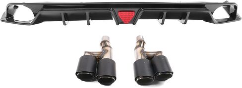 Ikon Motorsports ، Diffuser الخلفي متوافق مع 2022-2024 هوندا سيفيك 11th Gen Ex/Touring/Si Trims ، Ikon نمط ألياف الكربون طباعة PP الخلفية الشفة الصدفة المضافة على استبدال bodykit in Kuwait