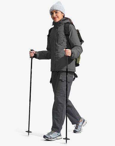 سترات تزلج نسائية تدريجية من G مقاومة للماء معزولة بالصوف مبطنة بالوزن الثقيل سترة شتوية بغطاء للرأس معطف للتزلج على الجليد على الجبال in Kuwait