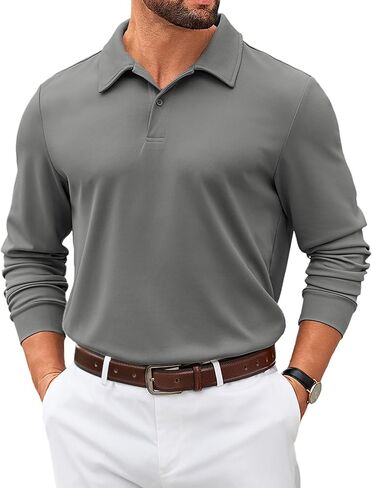 COOFANDY Men's Polo Shirts 2025 Long Sleeve Casual Golf Shirts Light Weight Moisture Wicking Pullover Shirts in Saudi Arabia