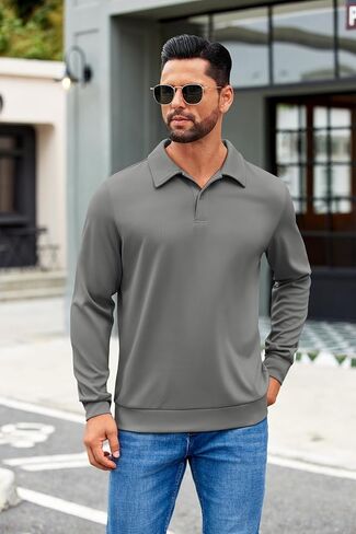 COOFANDY Men's Polo Shirts 2025 Long Sleeve Casual Golf Shirts Light Weight Moisture Wicking Pullover Shirts in Saudi Arabia