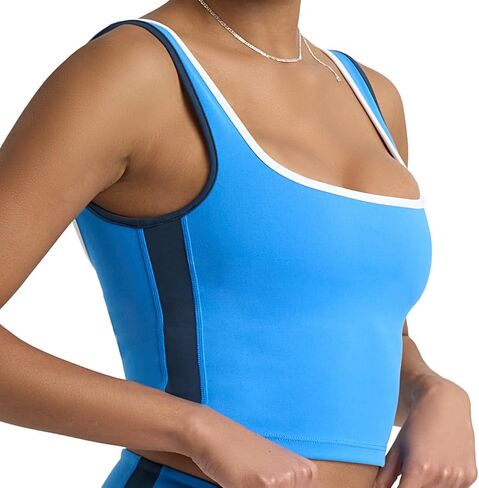 Popsugar PS Tareout Tank Tops للنساء المصابات ببني في حمالة صدر ، Racerback Sports Athletic Dertics Camisole Yoga Top with Shelf Bra in Kuwait