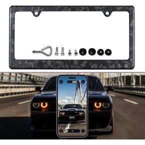Car 100% Real 3k Twill Weave Blue Carbon Fiber License Plate Frame Cover, Glossy UV Protection, Front/Rear Fit for USA/Canada/Mexico Standard Size 6.25"" x 12.25"" Auto tag Holder (Blue) in Saudi Arabia