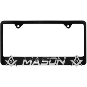 Elektroplate – Mason Square and Compass Black Metal Standard Size Premium 3D License Plate Frame Tag Holder for Cars/SUVs/Trucks Weather-Proof Automotive Accessory in Kuwait