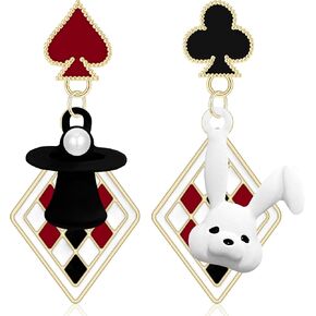 Bohemian Funny Red-Black Playing Card Gold Enamel Lightweight Dangle Drop Earrings Handmade Poker Pearl Stud Earrings For Women Jewelry Gifts in Saudi Arabia
