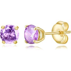 Earrings for Women, S925 Sterling Silver Birthstone Round Studs Earring for Girlfriend Wife, Anniversary Birthday Christmas Valentines Mothers Day Gifts Jewelry for Womens Wife Her Mom in Saudi Arabia
