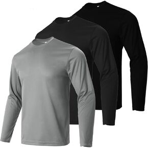 Mens Active Athletic T-Shirts Quick Dry Crew Neck Tees Fishing Hiking Long Sleeve Shirt Multipack in Kuwait